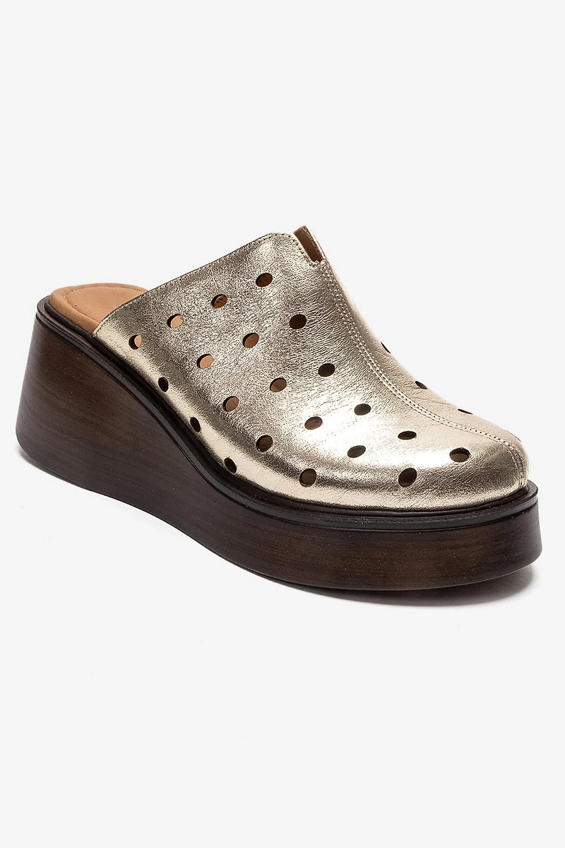 Forever & Always Womens Nives Leather Wedge Sandals