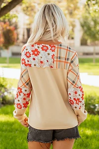Threaded Pear Women's Azari Plaid Patchwork Casual Top