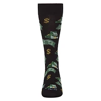 MeMoi Money Bags Cash Print Bamboo Blend Men's Crew Socks