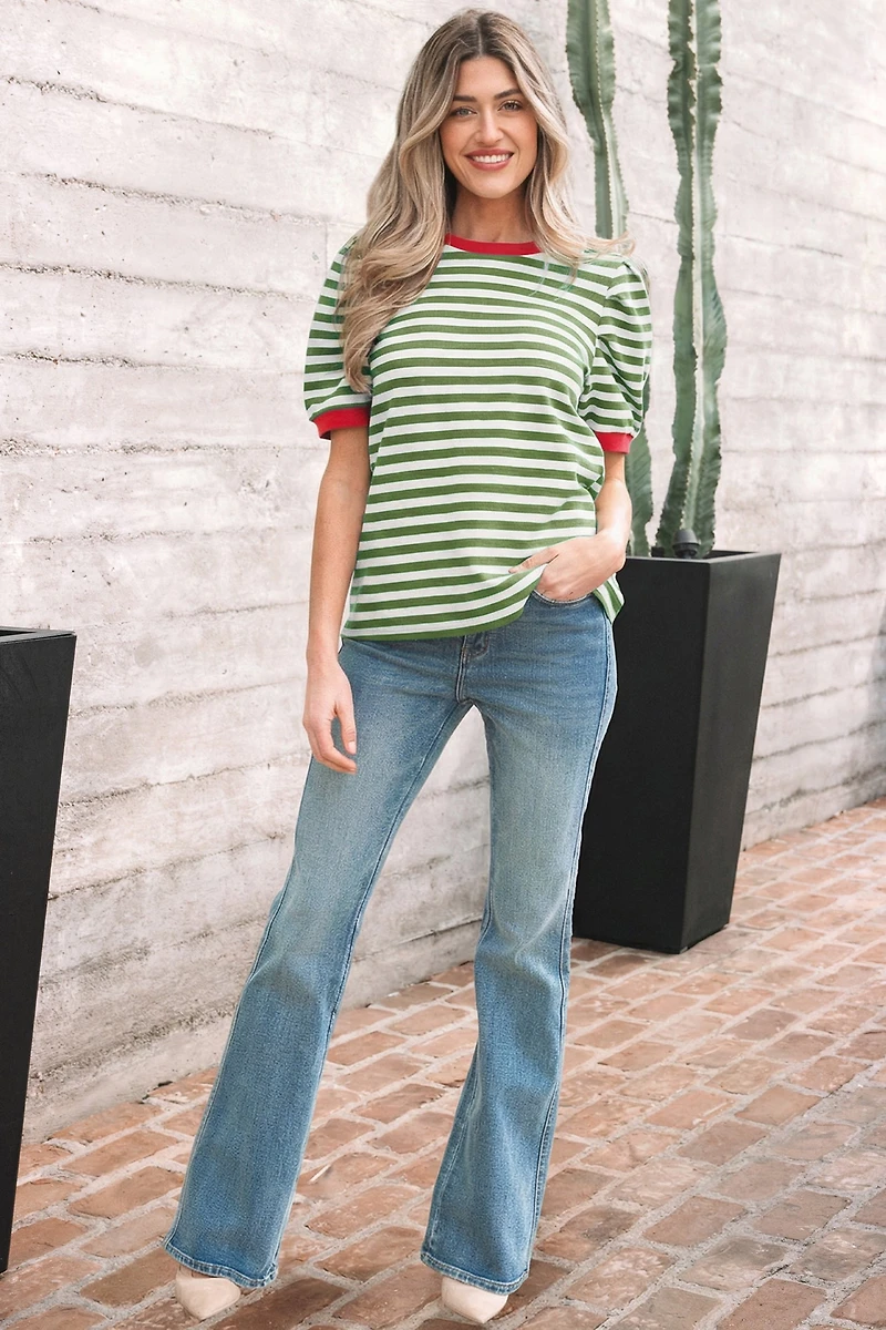 Threaded Pear Women's Joy Sleeve Contrast Trim Tee
