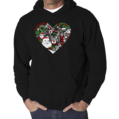 LA Pop Art Christmas Themed Heart - Men's Word Hooded Sweatshirt