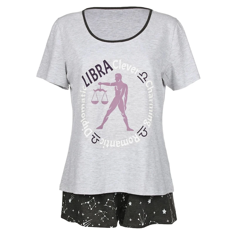 MeMoi Women's Libra Zodiac Sign PJ Short Set