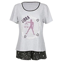 MeMoi Women's Libra Zodiac Sign PJ Short Set