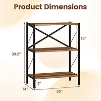 Hivvago 3-Tier Bookshelf with Heavy-Duty Metal Frame