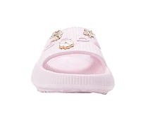 bebe Girl's EVA Slide - Lightweight Comfy Sandals with Metal Charms