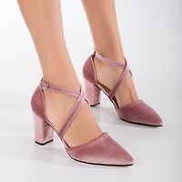 Forever & Always Womens Sina Criss Cross High Block Heels