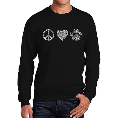 LA Pop Art Peace Love Cats - Mens Word Crew Sweatshirt