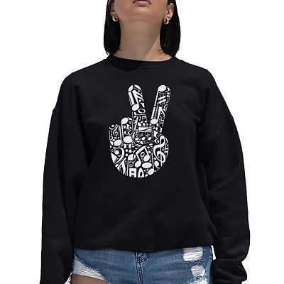 LA Pop Art Peace Finger Notes - Women's Word Crewneck Sweatshirt