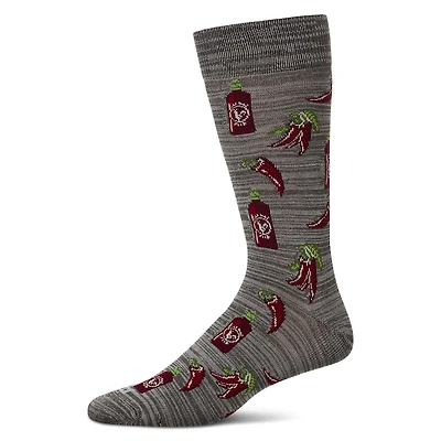 MeMoi Hot Stuff Sriracha Bamboo Blend Men's Crew Socks