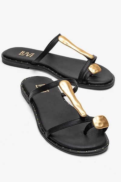 Forever & Always Womens Tessa Leather Thong Sandals