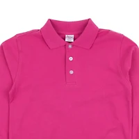 Leveret Girls Solid Long Sleeve Cotton Polo Shirt