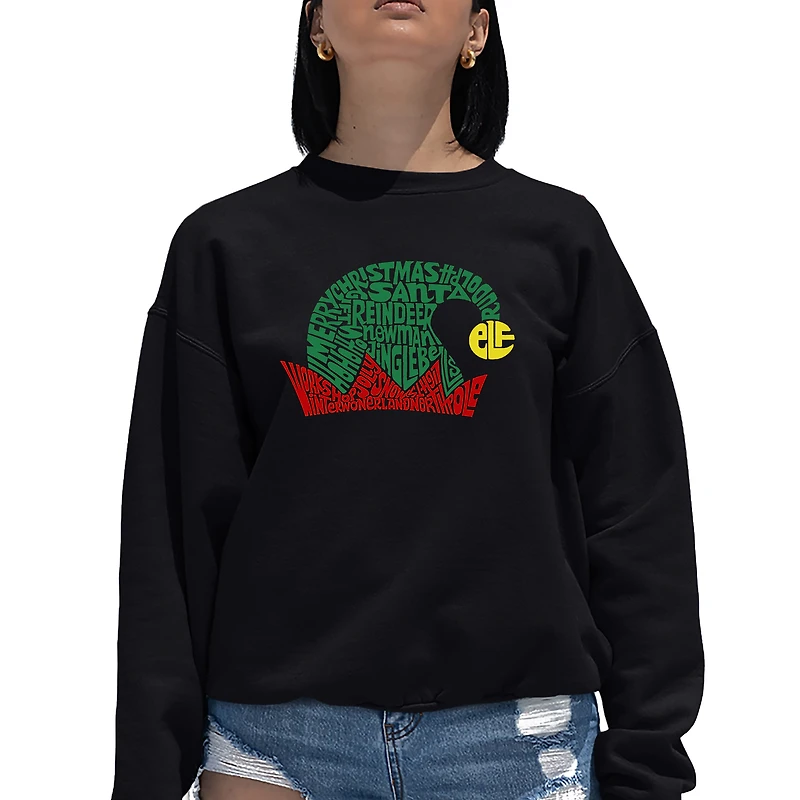 LA Pop Art Christmas Elf Hat - Women's Word Crewneck Sweatshirt