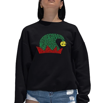 LA Pop Art Christmas Elf Hat - Women's Word Crewneck Sweatshirt