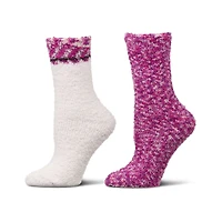 MeMoi 2 Pair Women's FuzzBlend Cozy Collection Crew Socks