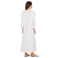 MeMoi Women's Bell Sleeve Trimmed Long Cotton Blend Placket Gown