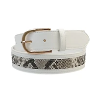 AGP PARIS White Dual Pattern Snake Print Women's Belt