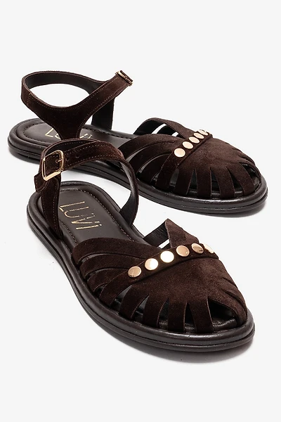 Forever & Always Womens Chiela Leather Ankle Strap Sandals