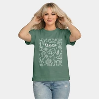 Simply Sage Market - Texas Sketched Collage Women's Relaxed Boxy Tee