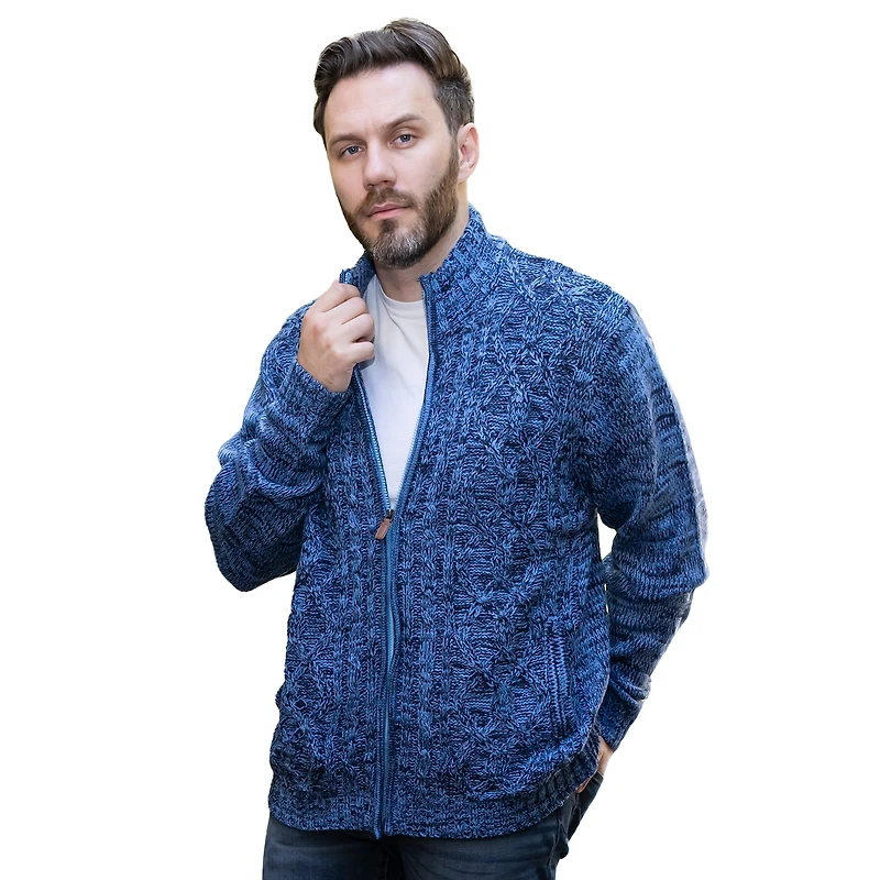 Gioberti Men's Heavy Weight Cardigan Twisted Knit Regular Fit Full-Zipper Sweater
