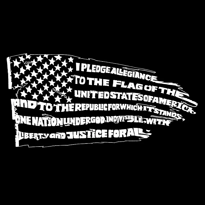 LA Pop Art Men's Pledge of Allegiance Flag Word T-Shirt - 100% Cotton, Crew Neck, Short Sleeve