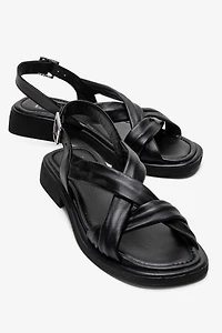 Forever & Always Womens Frand Leather Crisscross Strap Sandals