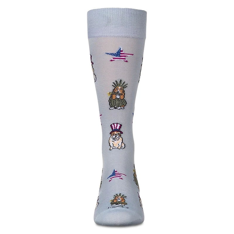 MeMoi Men's Patriotic Dogs Rayon From Bamboo Crew Socks