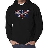LA Pop Art USA Fireworks - Men's Word Hooded Sweatshirt