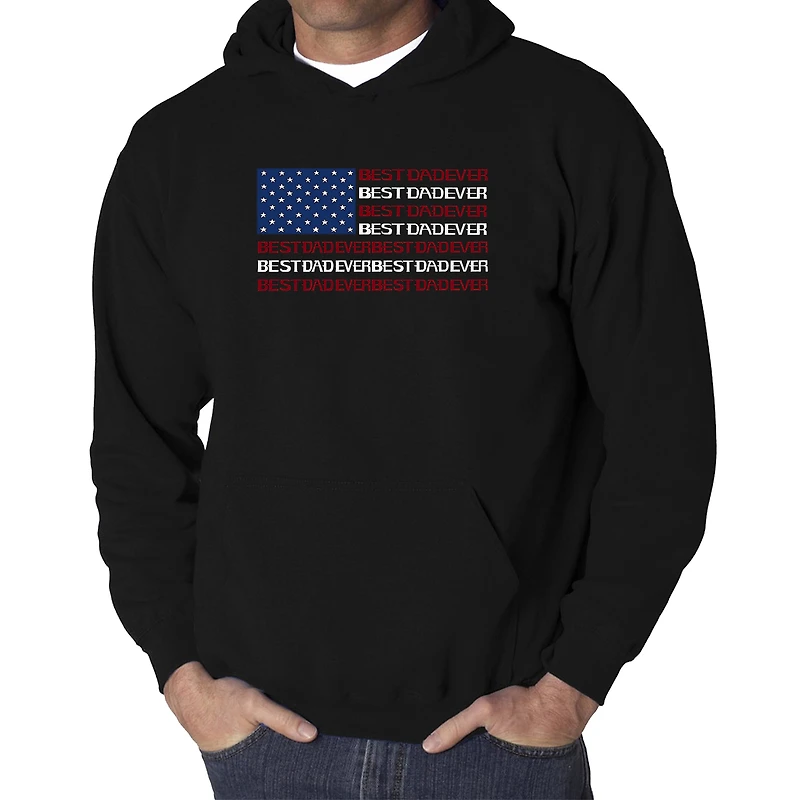 LA Pop Art Best Dad Ever Flag - Men's Word Hooded Sweatshirt