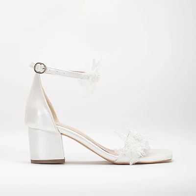 Forever & Always Womens Flora Lace  Bridal Low Heel Sandals
