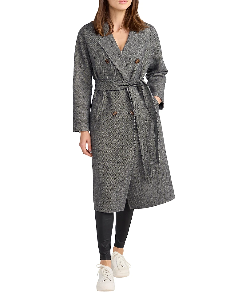 Belle & Bloom Womens Standing Still Wool Blend Belted Coat