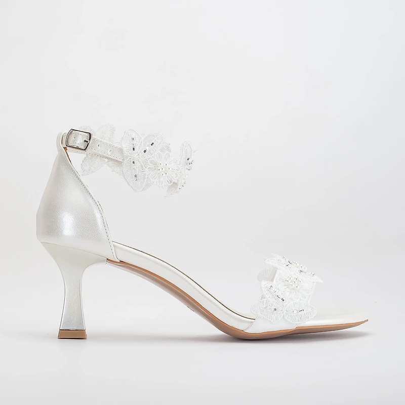 Forever & Always Womens Birdie Lace Kitten Heel Sandals