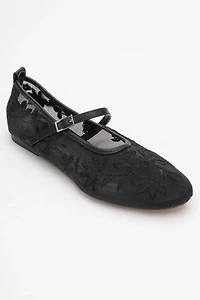 Prologue Shoes Womens Juny Mesh Floral Embroidery Ballet Flat