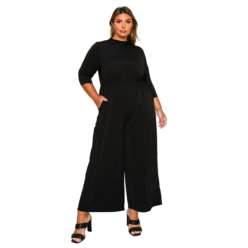 L I V D Women's Plus Summer Wide Leg Pocket Jumpsuit