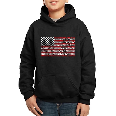 LA Pop Art Boy's Word Hoodie - Fireworks American Flag