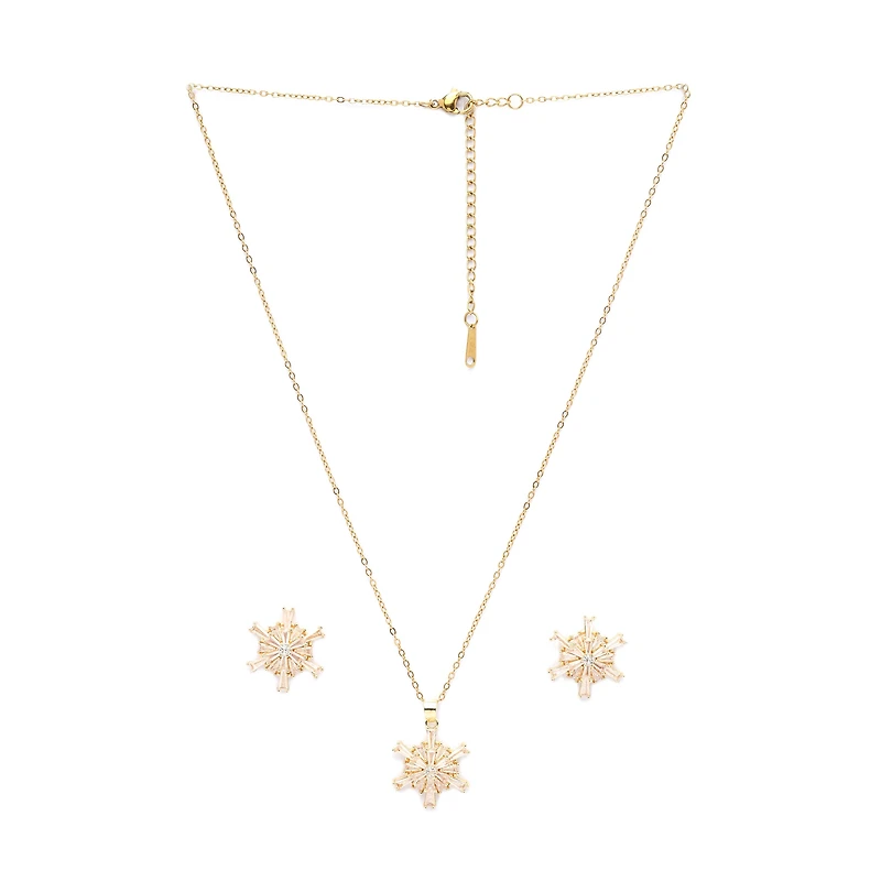AGP PARIS Golden Stardust Womens Necklace and Earrings Set