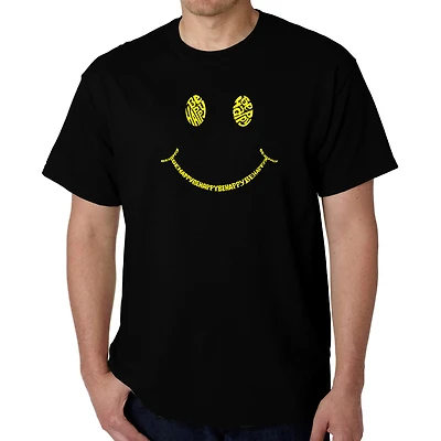 LA Pop Art Men's Word T-Shirt - Be Happy Smiley Face