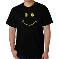 LA Pop Art Men's Word T-Shirt - Be Happy Smiley Face