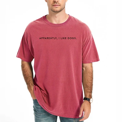 undefined - Apparently, I Like Dogs Men's Garment Dyed Graphic T-Shirt