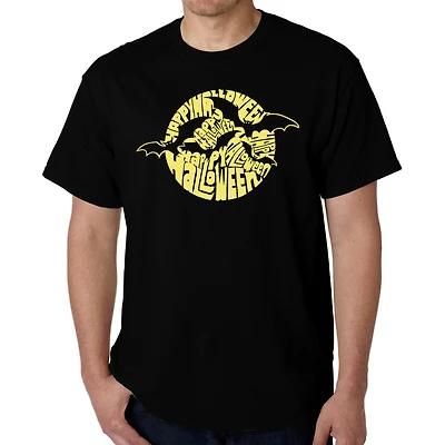 LA Pop Art Men's Halloween Word T-Shirt - Short Sleeve Crew Neck, 100% Cotton