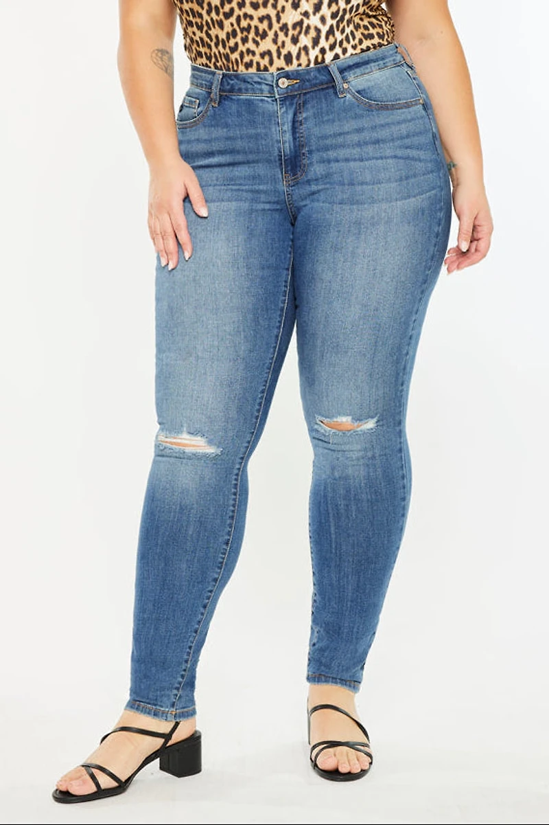 KanCan Women's Plus Mid Rise Super Skinny Sharon Jeans