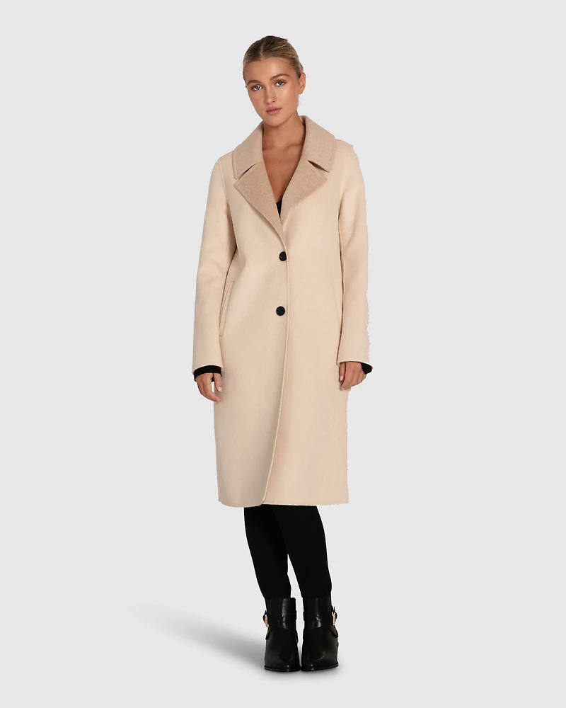 Belle & Bloom Womens Lexington Two-Tone Wool Blend Coat