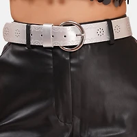AGP PARIS Silver Round Buckle Women's Belt
