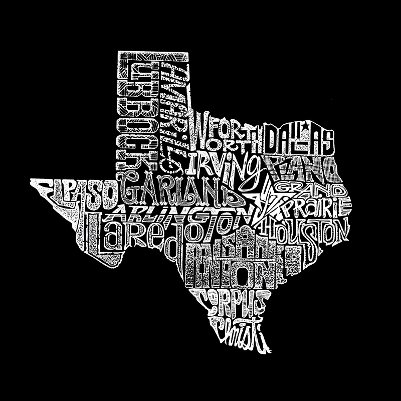 LA Pop Art Men's Word T-Shirt - The Great State of Texas