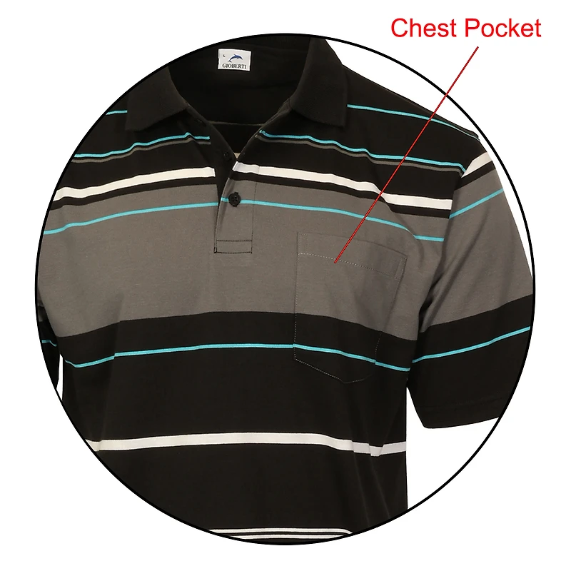 Gioberti Mens Multiple Stripe Polo Shirt With Pocket