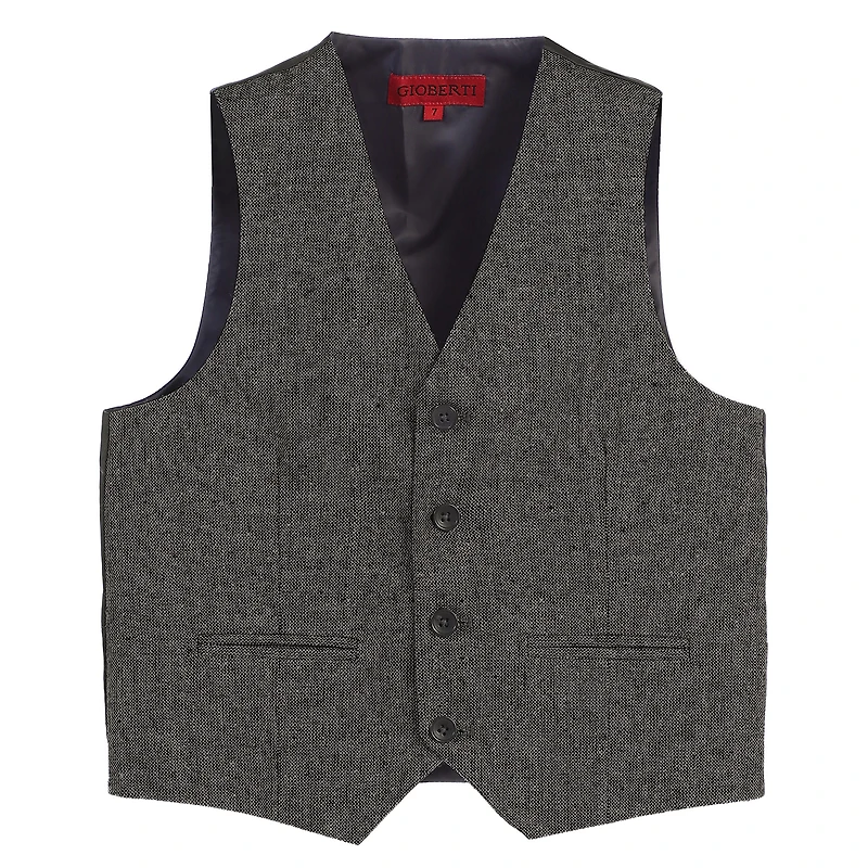 Gioberti Boy's Tweed Plaid Vest and Pants Set
