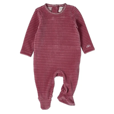 MeMoi Baby and Toddler Cotton-Rich Drop-Needle Footie With MiniMoi Trim
