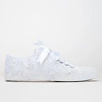 Forever & Always Womens Shelby Lace White Bridal Sneakers