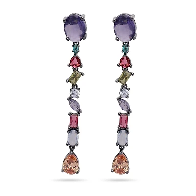 AGP PARIS Womens Multicolor Long Tassel Drop Earrings