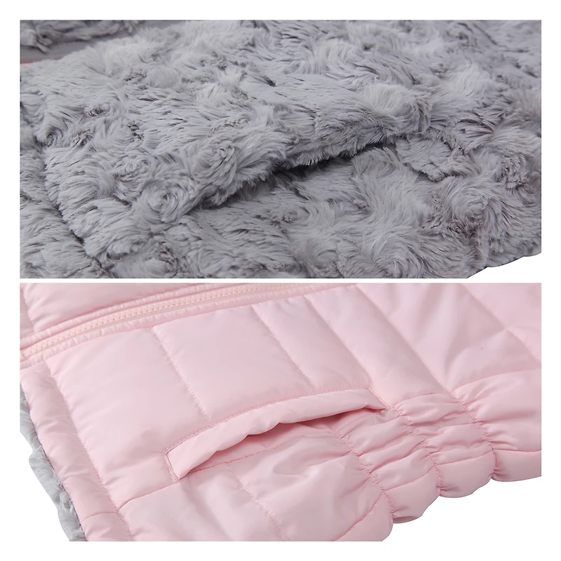 Rokka&Rolla Little & Big Kid Girls Reversible Sherpa Fleece Puffer Jacket