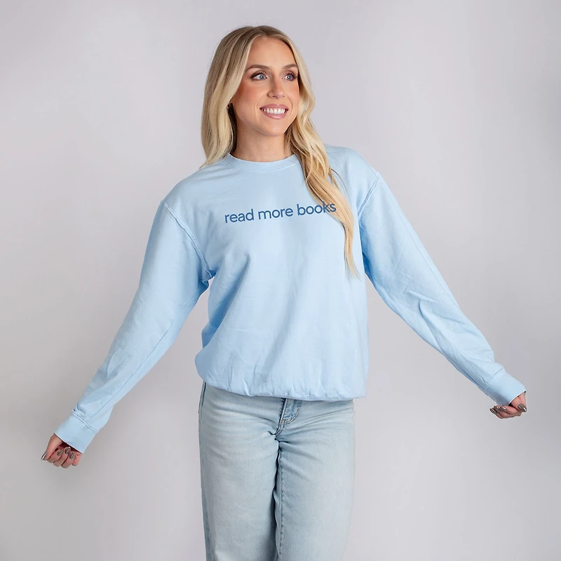 Simply Sage Market - Embroidered Read More Books Women's Lightweight Garment Dyed Sweatshirt